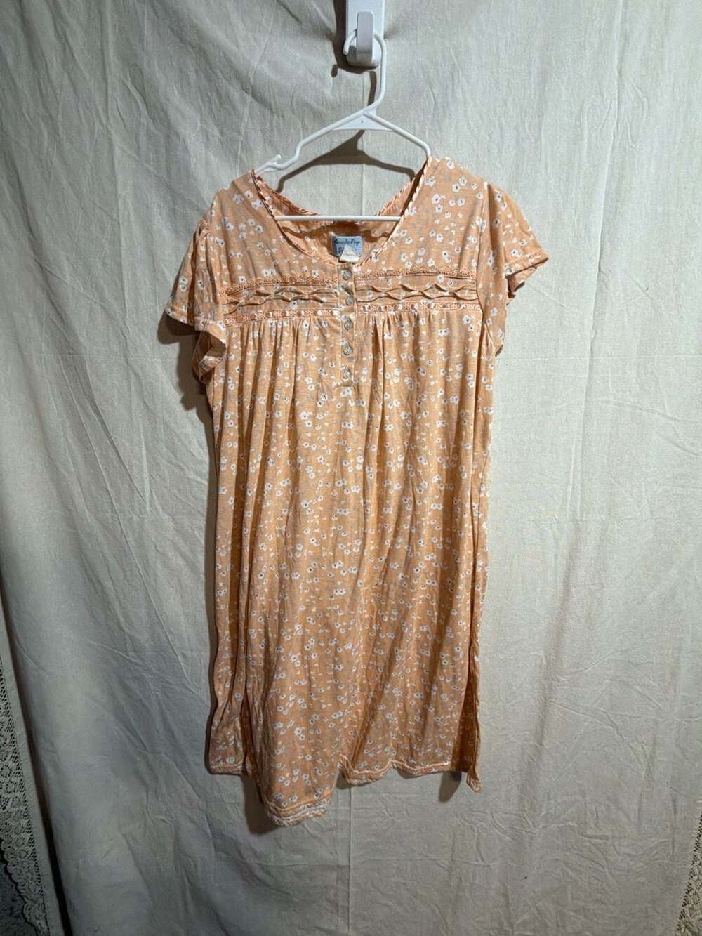 Amanda Paige Sleepwear Peach Floral Button Front Nightgown